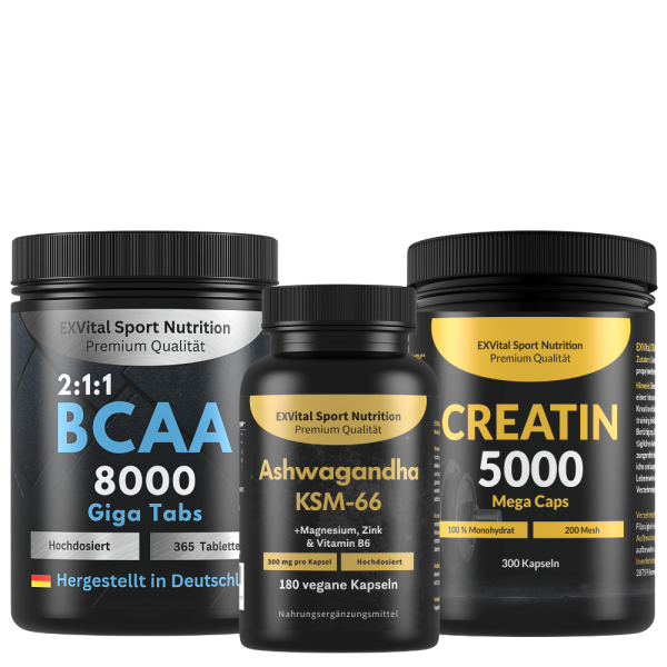 Workout & Regeneration Set (BCAA, Ashwagandha & Creatin Kapseln)