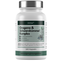 Oregano- Schwarzkümmelöl Komplex, 180 vegane Kapseln von EXVital Oregano- Schwarzkümmelöl Komplex, 180 vegane Kapseln von EXVital