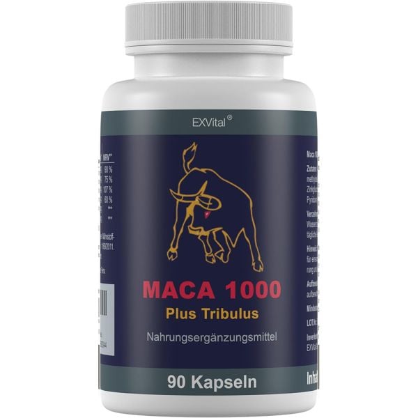 Maca 1000 Plus Tribulus von EXVital, 90 Kapseln